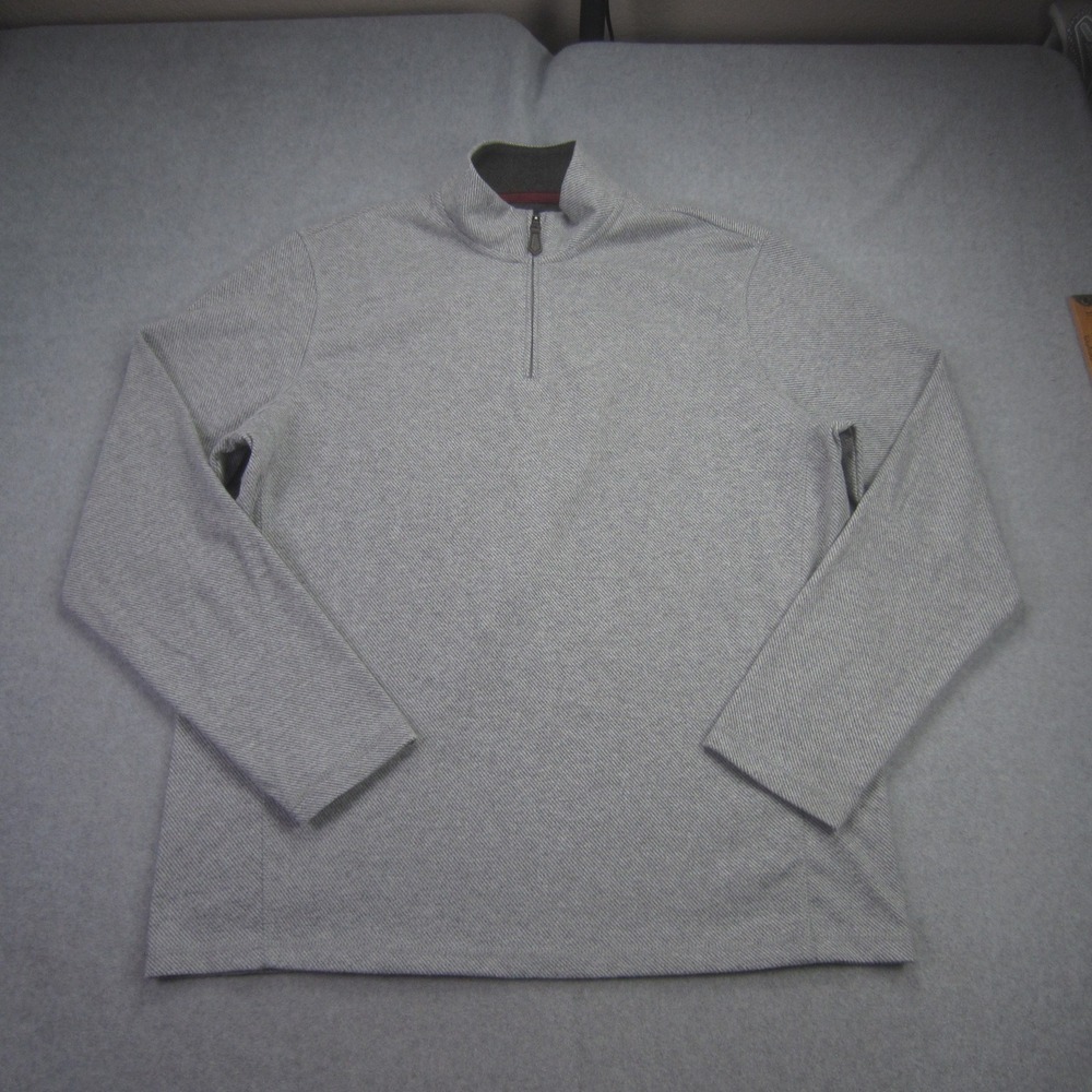 Chaps‎ Sweater Mens XL Gray Herringbone Quarter Zip Pullover